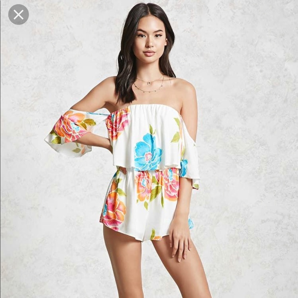 NWT forever 21 floral flounce romper